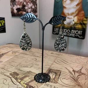 Glow with the Flow Hematite Rhinestone Earrings